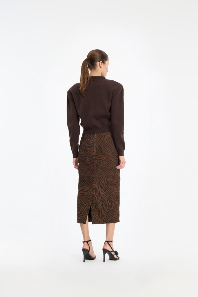 FIRM KNIT SS CARDIGAN MOLE