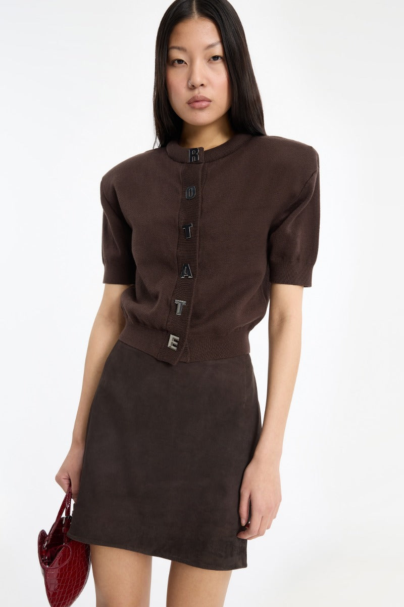 FIRM KNIT SS CARDIGAN MOLE