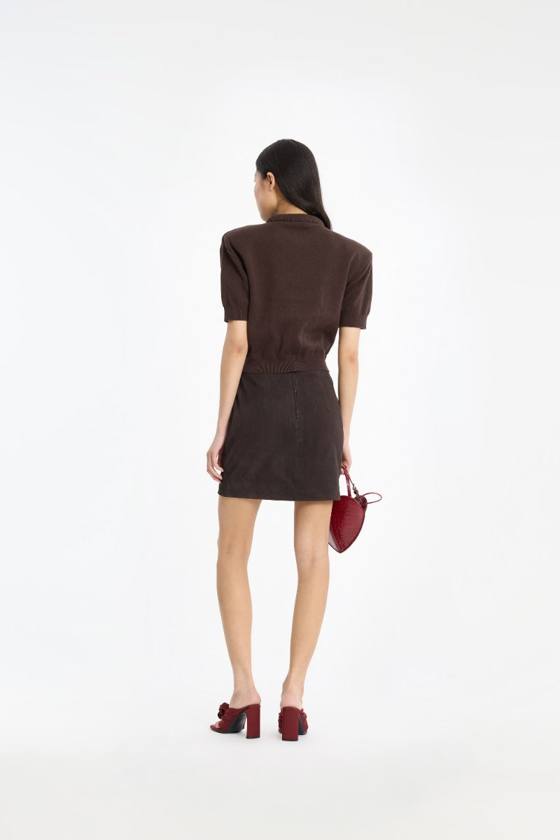 FIRM KNIT SS CARDIGAN MOLE