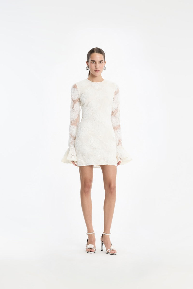 FLOWER MESH MINI DRESS