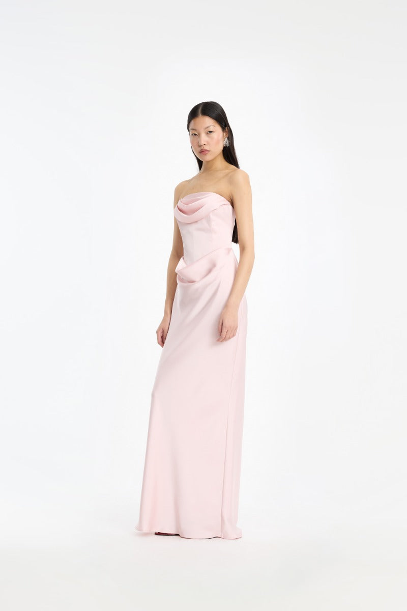 CORSAGE LONG DRESS BLUSHING BRIDE