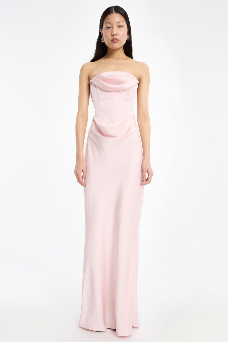 CORSAGE LONG DRESS BLUSHING BRIDE