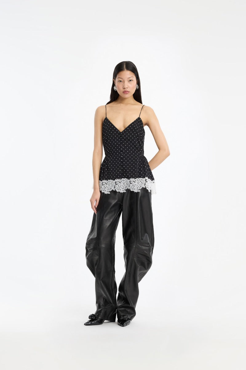 LEATHER CARGO PANTS BLACK