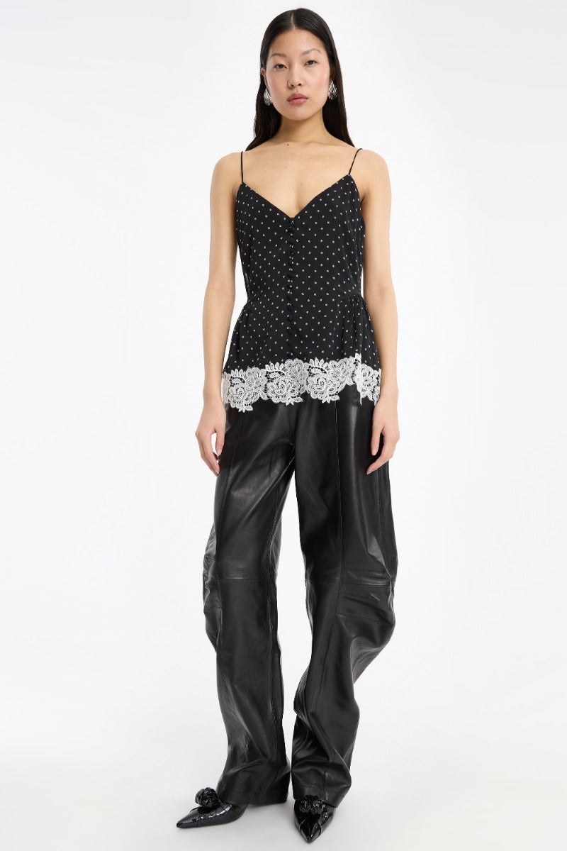 LEATHER CARGO PANTS BLACK
