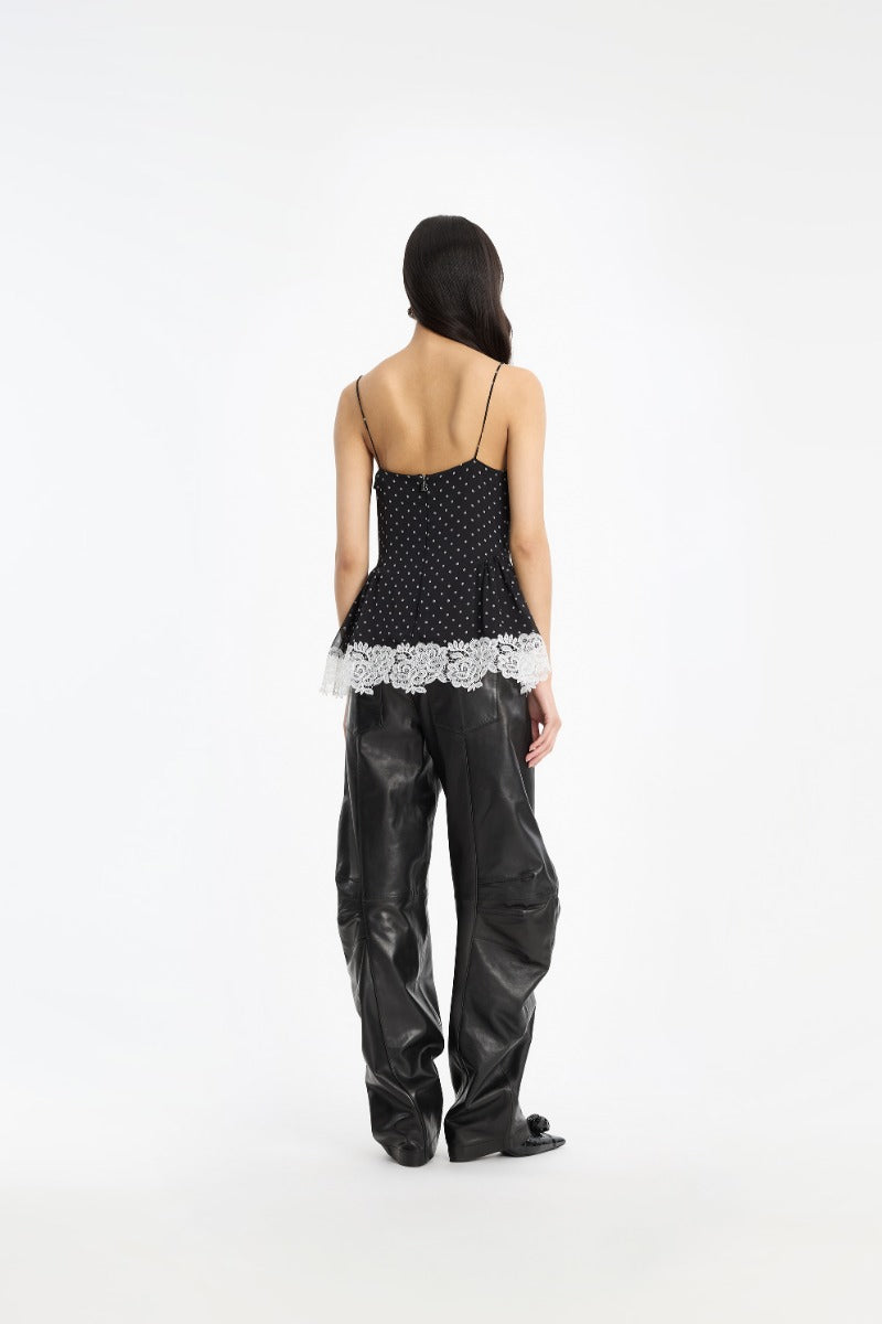 LEATHER CARGO PANTS BLACK