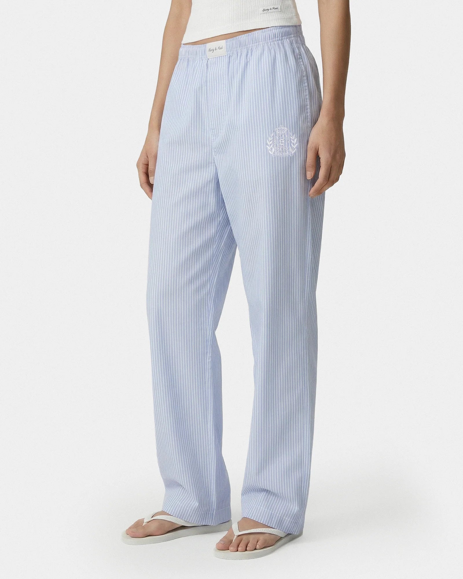 NY CREST PYJAMA PANTS BLUE STRIPE/WHITE
