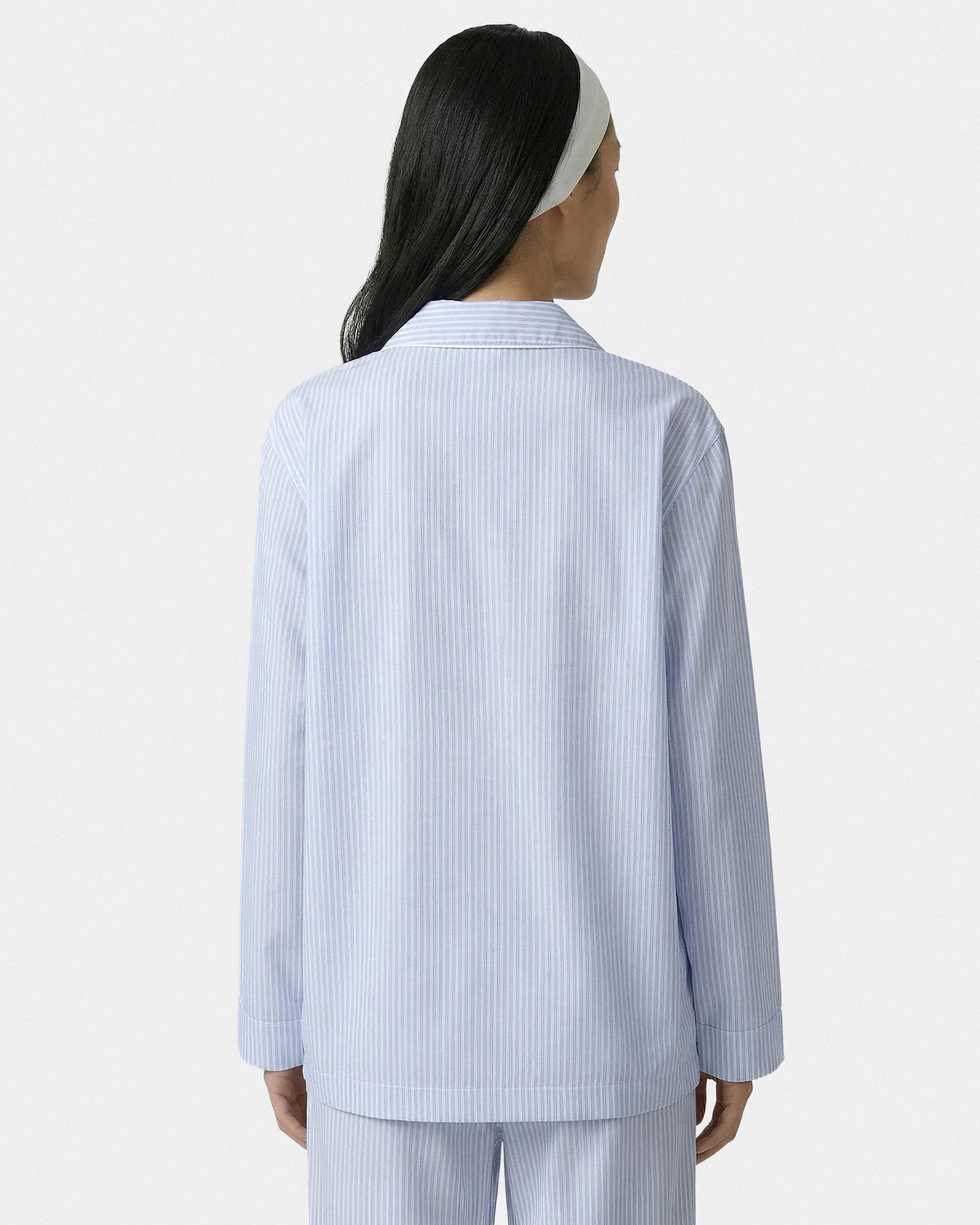 NY CREST PYJAMA SHIRT - BLUE STRIPE WHITE