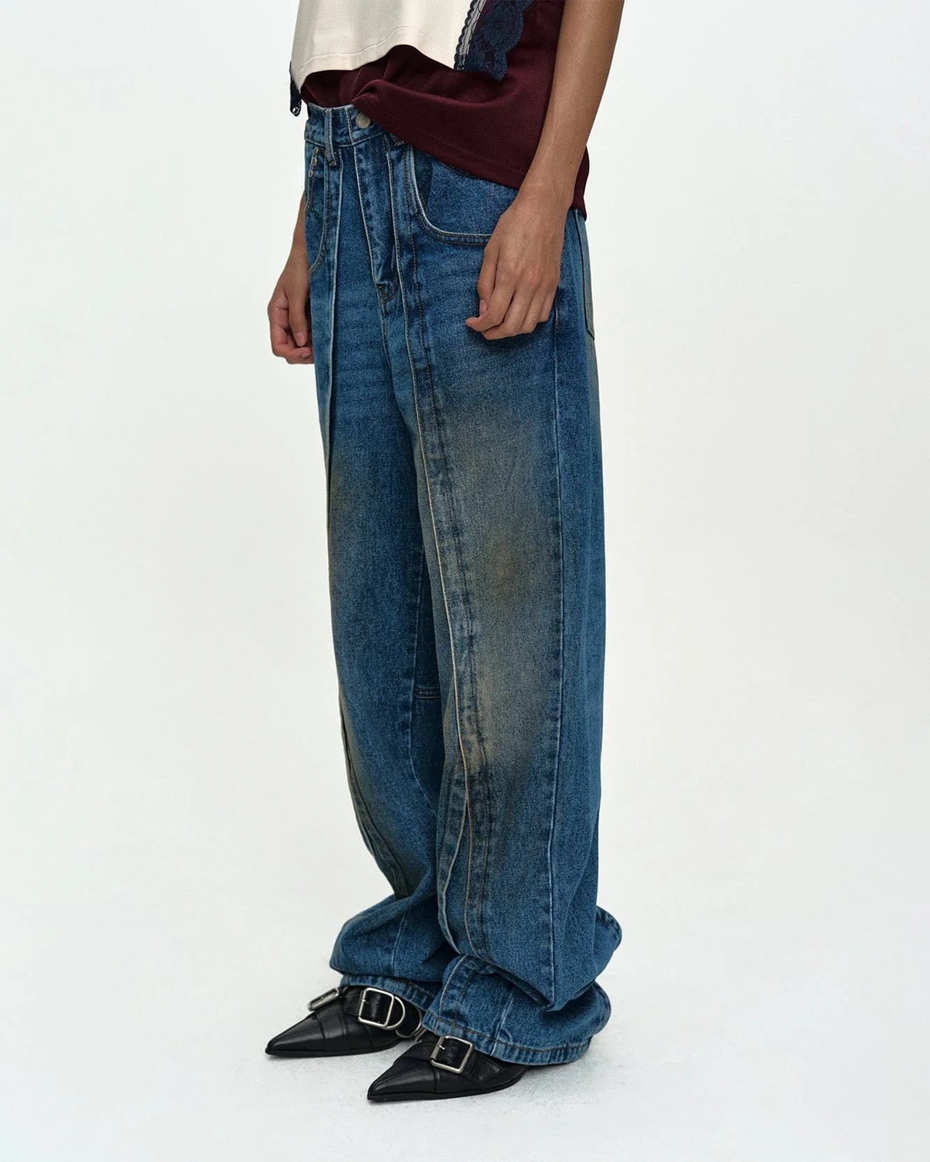 UNISEX LAYERED WIDE-LEG JEANS