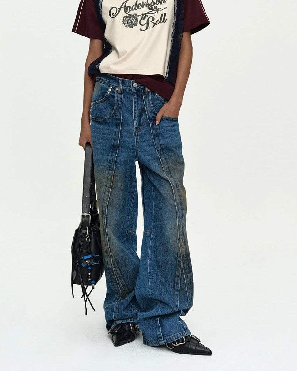 UNISEX LAYERED WIDE-LEG JEANS
