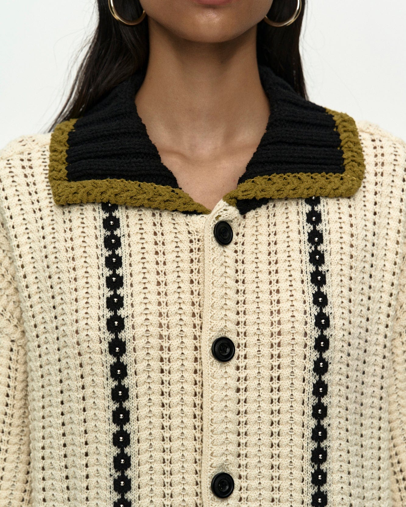 UNISEX NEW FANTASIA COLLAR CARDIGAN IN ECRU