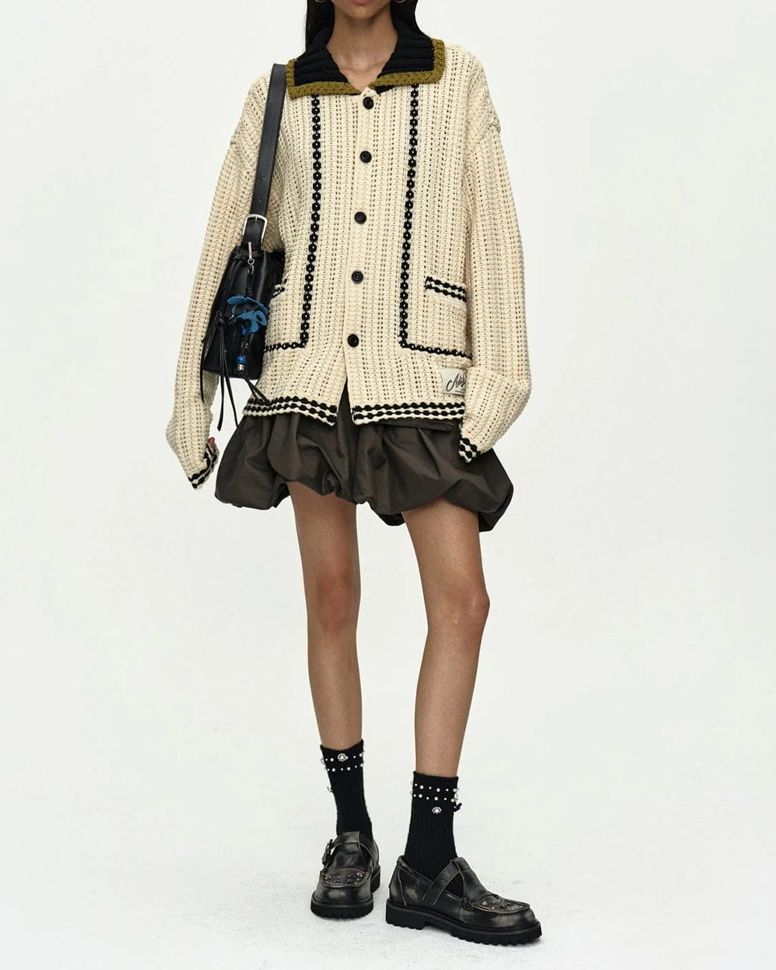 UNISEX NEW FANTASIA COLLAR CARDIGAN IN ECRU