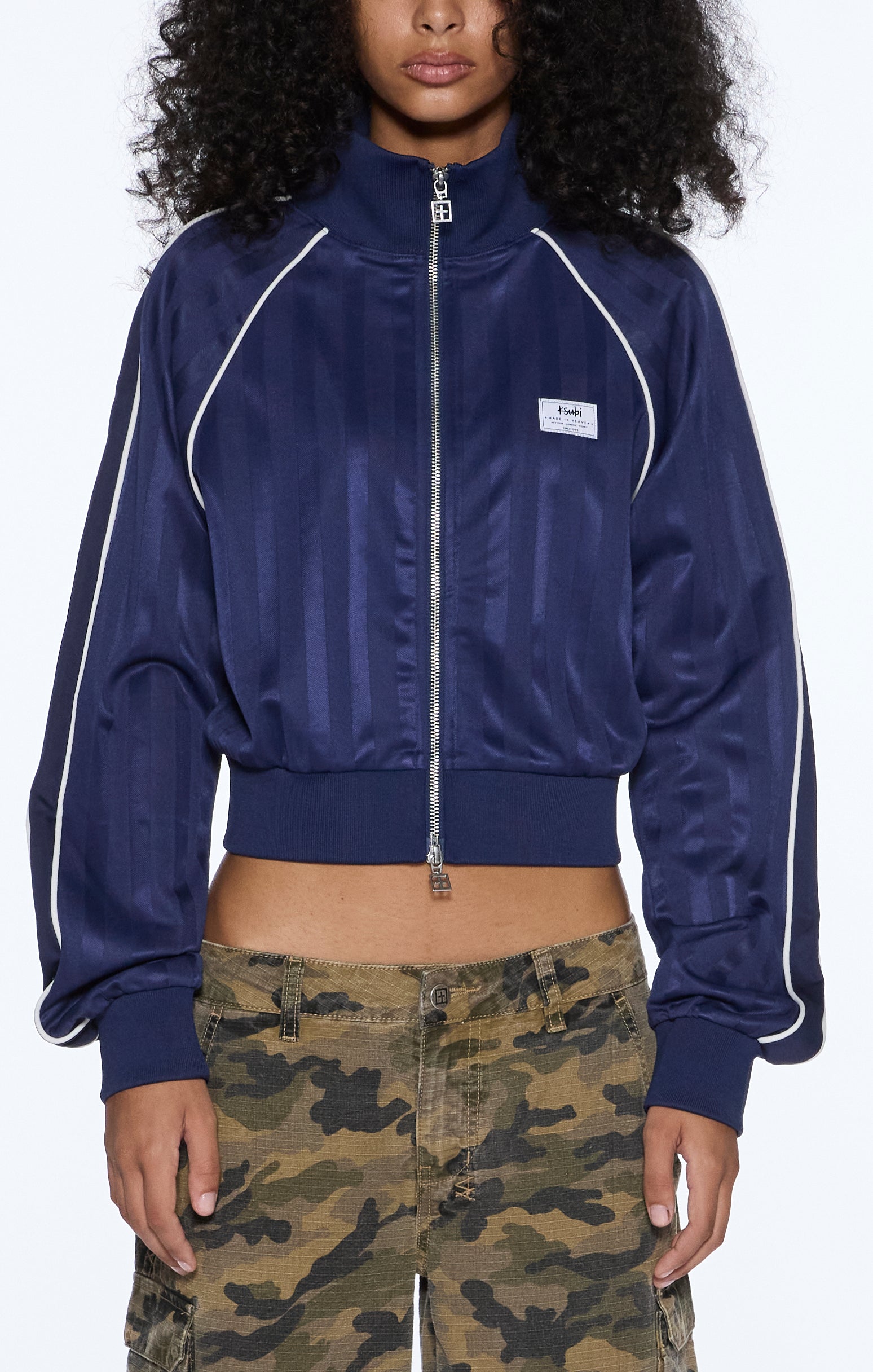 CROPPED TRAK TOP NAVY