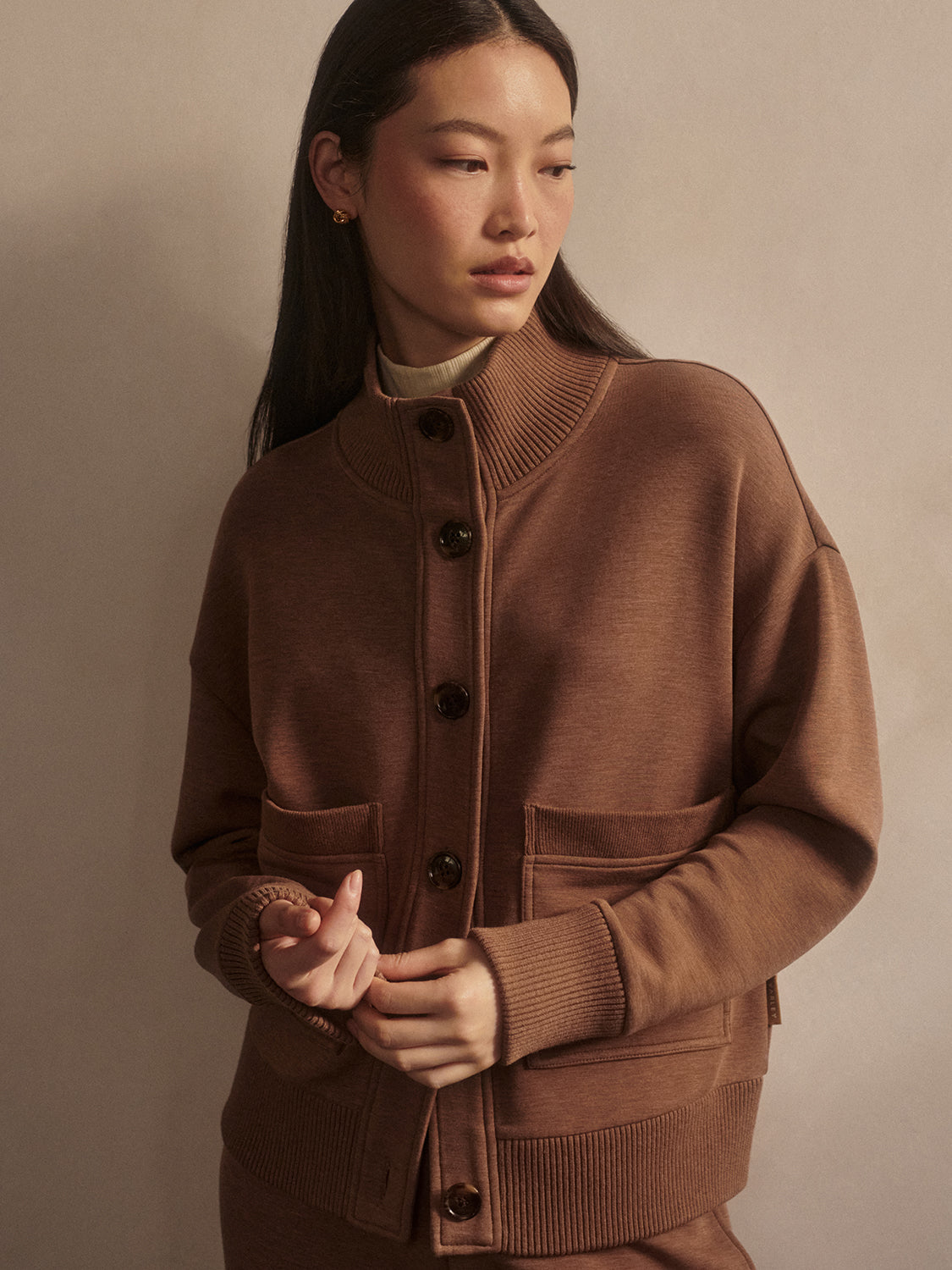 SABRINA BUTTON TROUGHT SWEAT GOLDEN BRONZE MARL