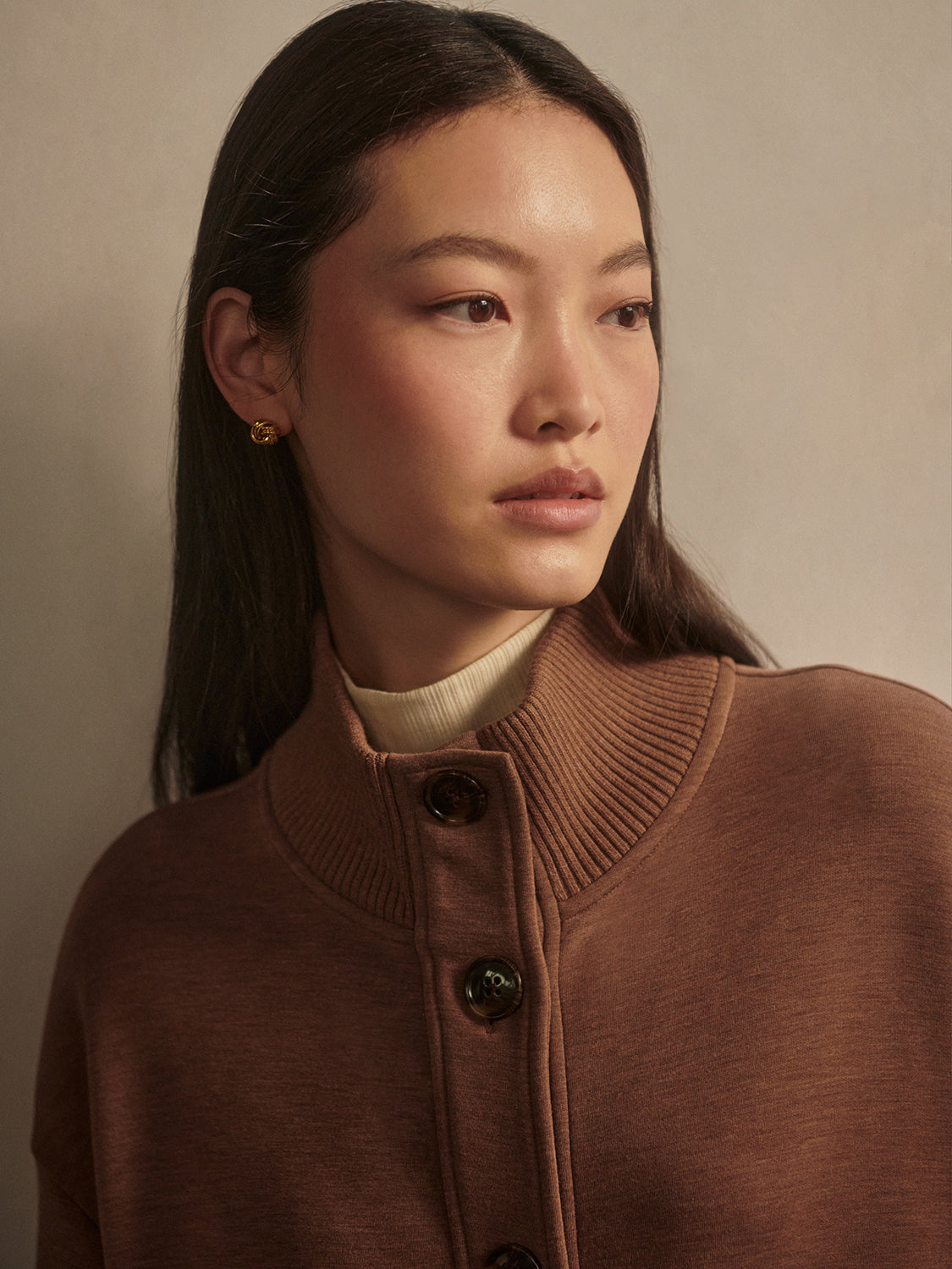 SABRINA BUTTON TROUGHT SWEAT GOLDEN BRONZE MARL