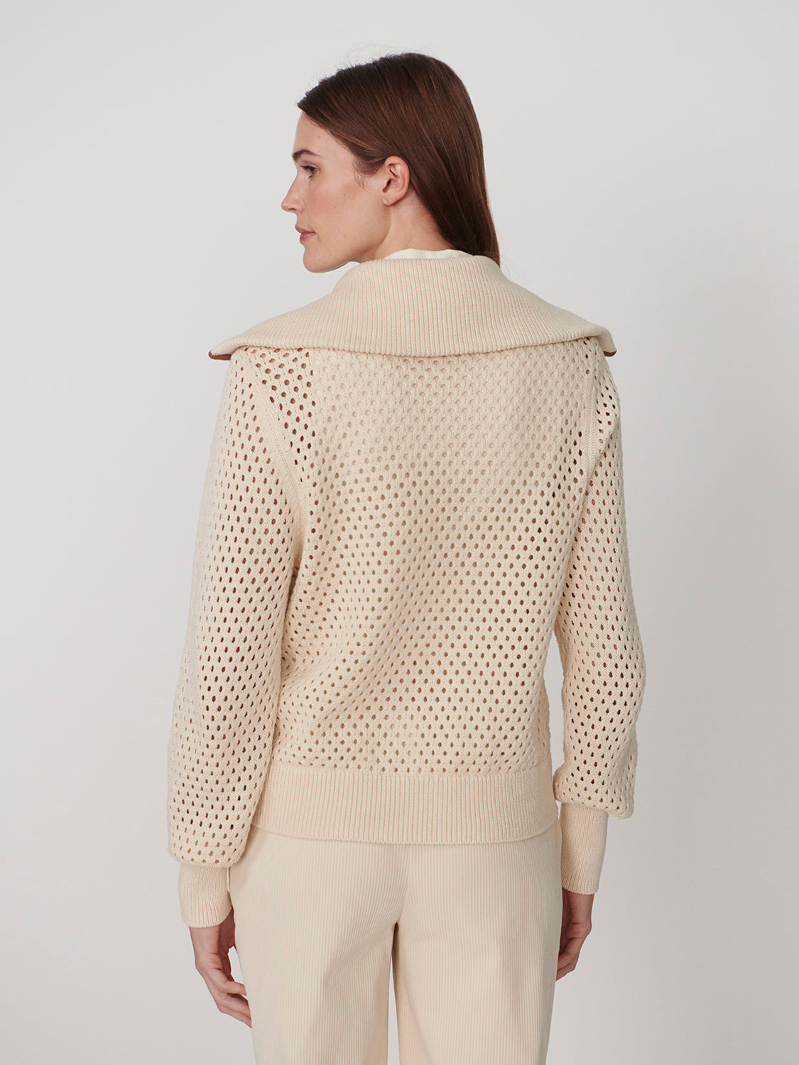 PAULA ZIP THROUGH KNIT JACKET IN BIRCH