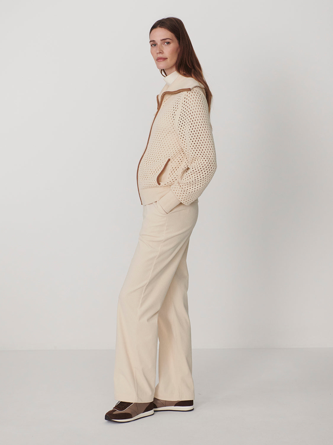 PAULA ZIP THROUGH KNIT JACKET IN BIRCH