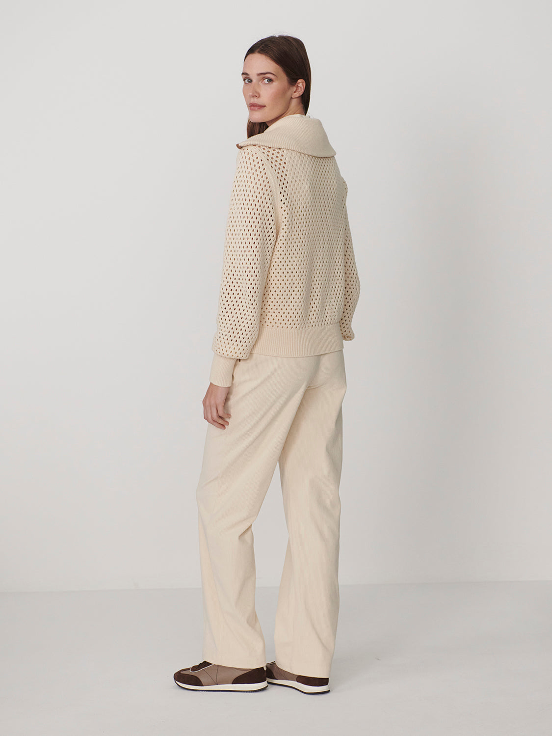 PAULA ZIP THROUGH KNIT JACKET IN BIRCH