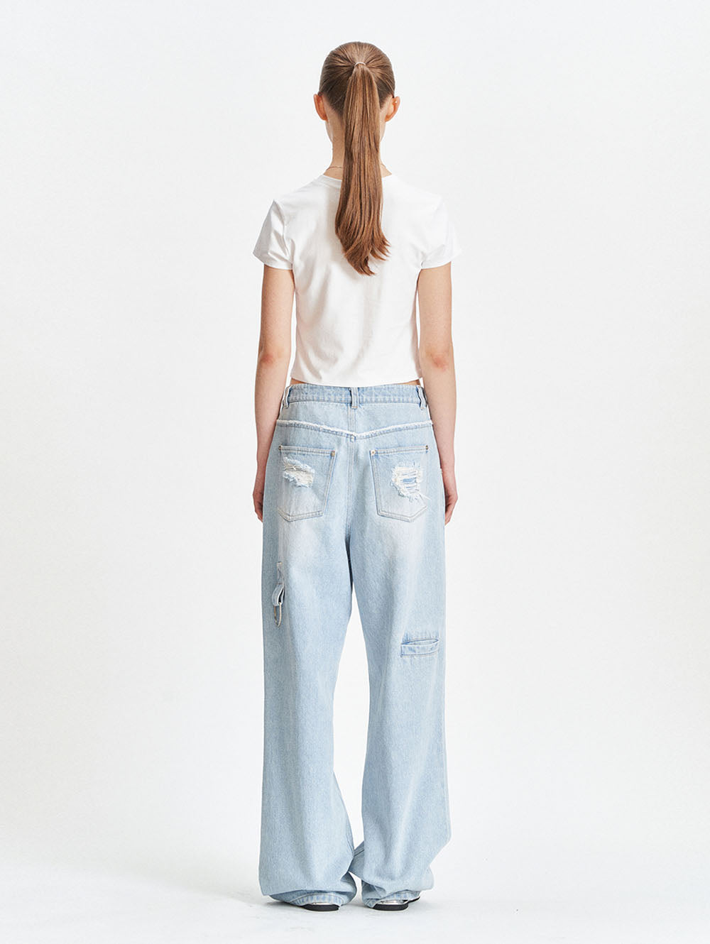 DAMAGED WIDE PANTS