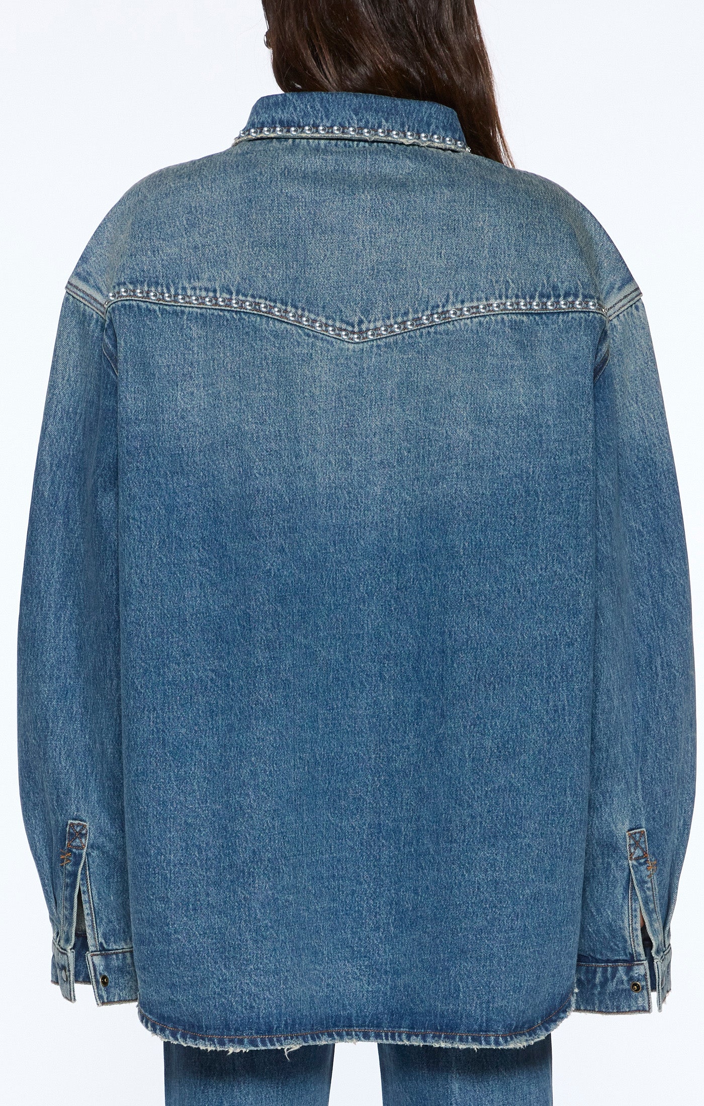OVERSIZED LS SHIRT TEXAS BLUE STUDDED