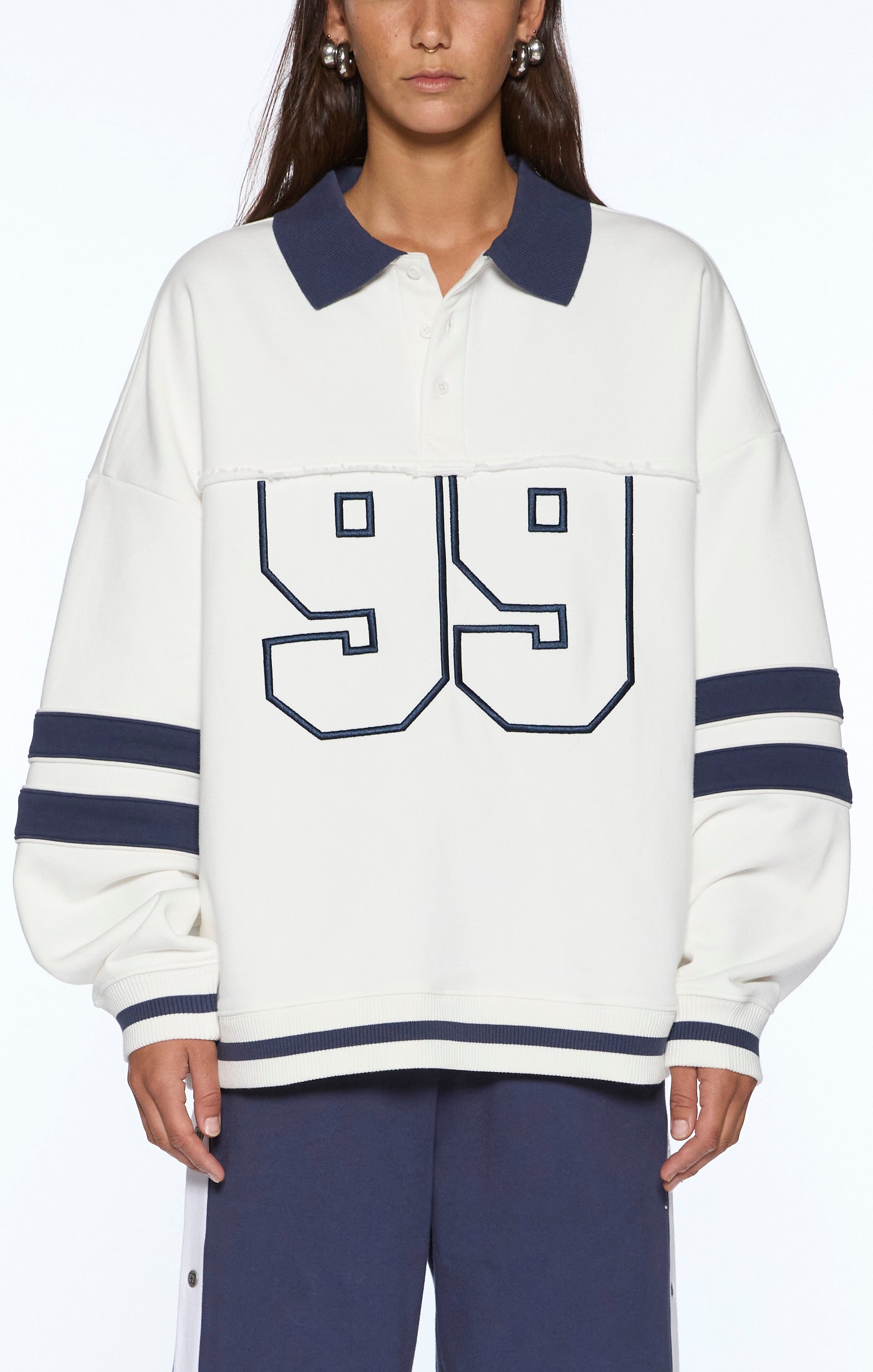 99 BOYFRIEND POLO SWEATSHIRT VINTAGE WHITE