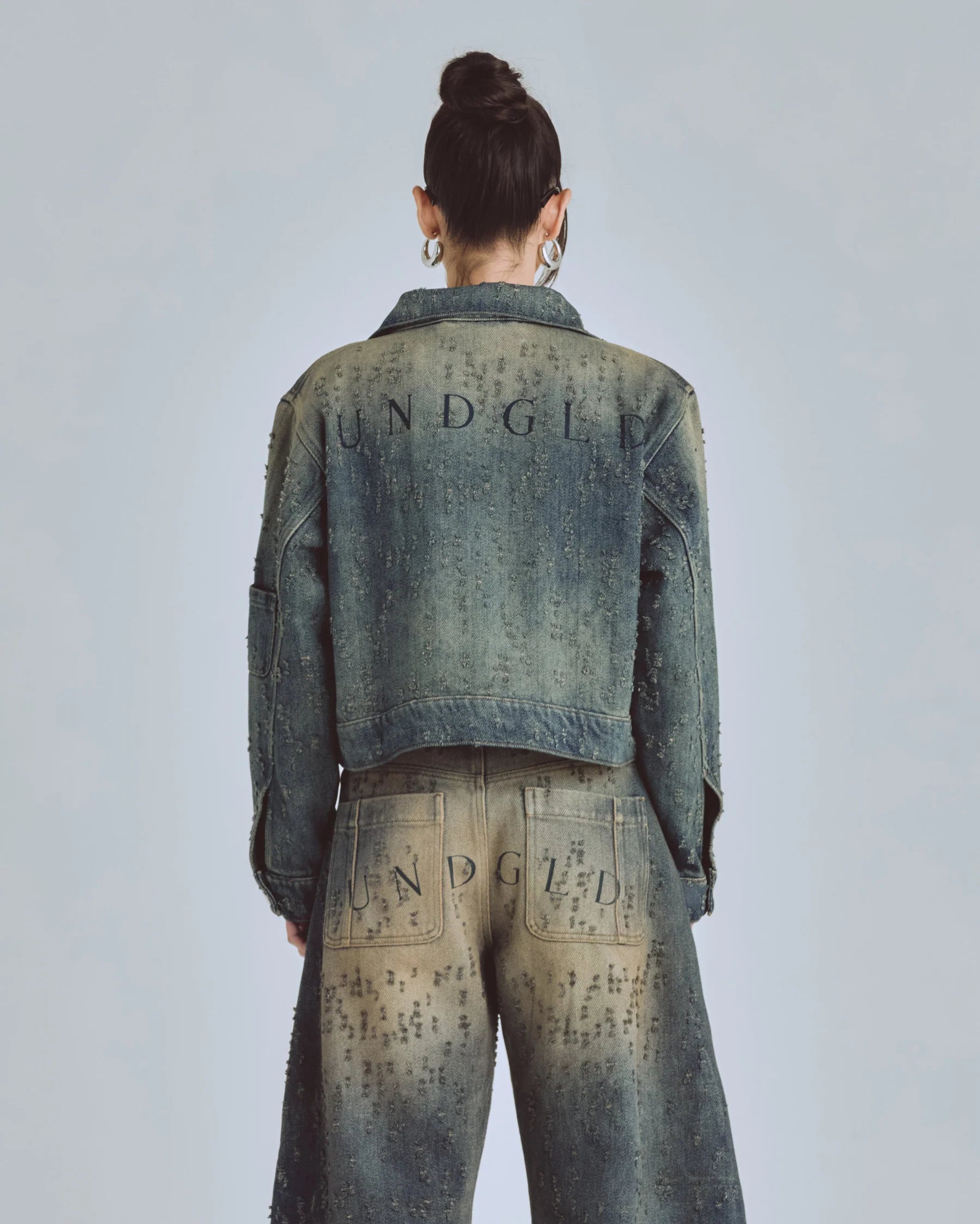 AGNUS DEI RIPPED JACKET IN DIRTY BLUE
